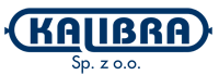 Logo firmy Kalibra, niebieskie litery na białym tle